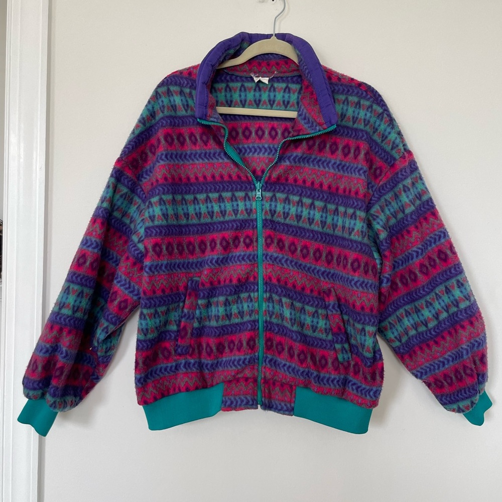 VINTAGE tribal fleece zip up